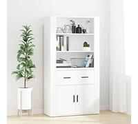 Gecheer Mueble de Salón,Aparador Alto Alacena de Cocina Librería de Salón,Mueble Vitrina,Aparador Comedor,Aparador Cocina,Estantería Oficina Armario Modular,Flotante,Multiusos,Blanco 4#