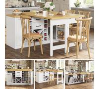 Gecheer Mueble Multifuncional para Cocina y Comedor, con Mesa Extensible, botellero y estantes, en Blanco y Negro, Ideal para Espacios pequeños y Grandes.