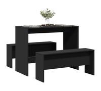 Gecheer Set Mesa y Banco de Comedor 3 pzas Madera de ingeniería Negro,Muebles terraza y Jardin