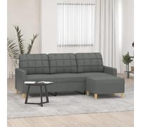 Gecheer Sofá de 3 plazas con Taburete de Tela Gris Oscuro 180 cm,Sofá Chaise Longue Moderno Minimalista Silla Sillón de Asiento Grueso para Dormitorio/Sala de Estar/Apartamento,Type 4