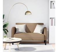 Gecheer Sofá de Dos Plazas en Cuero Artificial Color Capuchino, Diseño Moderno con Asiento Ergonómico, Espuma y Resortes, Marco de Madera Contrachapada, 124 cm Modelo LYKQY-4100540ES