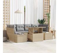 Gecheer Sofá de Jardín 6 Personas, Diseño Moderno, Resistente a la Intemperie, Fácil Limpieza, Conjunto Completo con Mesa Modelo YJXLYD-3349116ES