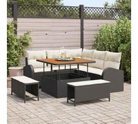 Gecheer Sofá de Jardín de 8 Piezas Moderno y Resistente a los UV - Máximo 5 Personas, Cojines Desmontables, Acero y Poliratán, Estilo Elegante Modelo YJXLYD-3364335ES