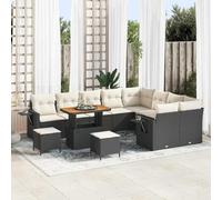 Gecheer Sofá de Jardín Elegante 5 Piezas, Negro y Crema, Resistente a UV, con Cojines Desmontables, Outdoor Only Modelo YJXLYD-3363735ES