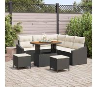 Gecheer Sofá de Jardín Elegante y Cómodo con Cojines Desmontables, Resistente a la Intemperie - 5 Piezas, Negro Modelo YJXLYD-3362655ES