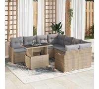 Gecheer Sofá de Jardín Modular 9 Piezas Beige - Rattán Sintético, Comodidad y Resistencia al Clima Modelo YJXLYD-3348436ES