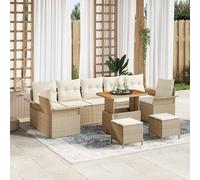 Gecheer Sofá de Jardín Modular Beige - Comodidad y Estilo para Exteriores, Resistente a la Intemperie, 8 Asientos, Rattan Poliéster, Cojines Desmontables Modelo YJXLYD-3364071ES