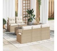 Gecheer Sofá de Jardín Modular Beige con Cojines Cómodos y Rattán Polimérico - 4 Piezas, Outdoor Only Modelo LYKLYD-3346261ES
