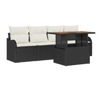 Gecheer Sofá de Jardín Modular en Negro y Blanco con Cojines Cómodos, Resistente a la Intemperie, para Exterior - 4 Piezas Modelo YJXLYD-3358126ES