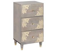 Gecheer Vitrina Gris y Dorado 40 x 33.5 x 75 cm Madera Maciza de Mango Modelo LYKLYD-4018795ES