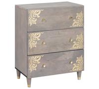 Gecheer Vitrina Gris y Dorado 60 x 33.5 x 75 cm Madera Maciza de Mango Modelo LYKLYD-4018775ES