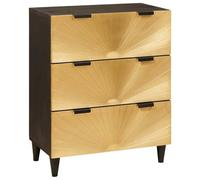 Gecheer Vitrina Negro y Dorado 60 x 33 x 75 cm Madera Maciza de Mango Modelo LYKLYD-4017831ES