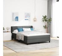 GecheerCama Tipo Box Spring con colchón Gris Oscuro 160x200 cm de vidaXL