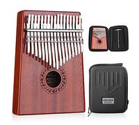 GECKO Kalimba 17 Keys Thumb Piano builts-en caja de protección EVA de alto rendimiento, martillo de afinación e instrucción de estudio.
