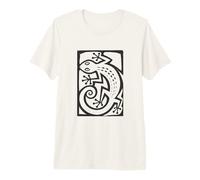 Gecko Linocut Style Minimalista Animal Art Camiseta Premium