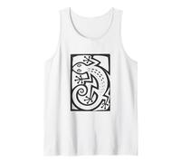 Gecko Linocut Style Minimalista Animal Art Camiseta sin Mangas
