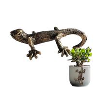 Gecko Pflanzer Hugger - Harzfigur Skulptur Für Blumen Töpfe, Dekorative Echse Kletterfigur, Terrasse Rasen Garten Hof, Stilvolles Pflanzendekor Kreative Tierfigur Für Innen Außen Balkon Blumendeko Ges