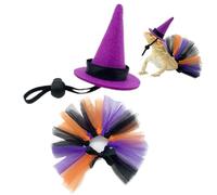 Gecko Traje, Reptile Witch Outfit, Halloween Pet Apparel, Soft Felt Hat Mesh Skirt, Holiday Dress-Up for Ampbians Birds Small Pets, 2,28 x 2,28 x 3,35 pulgadas, Negro, 1 juego
