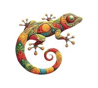 Gecko Wall Art, Colorful Iron Sculpture, 11.81x10.75in Gecko Fence Decor, Waterproof Outdoor Decoration, Home Garden Statue, for Yard, Patio, Indoor, Outdoor