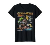Geckos Animales del Mundo Gecko Amante con Capucha Leopardo Camiseta gráfica económica, Mujer, Negro, XS