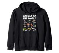 Geckos del Mundo Kawaii Tipos De Geckos Funny Lizard Sudadera con Capucha