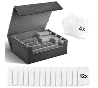 GECO® Caja para 2400+ cartas coleccionables - Negra | Deck box magnética con 12 separadores y 4 topes - Caja premium para cartas coleccionables y accesorios