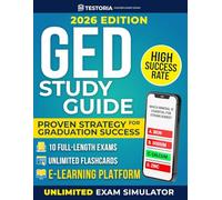 GED Study Guide: Includes 10 Full-Length Tests + Unlimited Practice via a GED E-Learning Platform - Based on the Latest Test Standards for Adult and ESL Learners