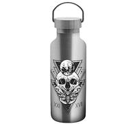 GEDA LABELS Botella isotérmica unisex para adultos, diseño de calavera, color plateado y negro, 500 ml