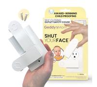 Geddy's Mom: Shut Your Face - Cubierta de seguridad de salida de cierre automático para toma dúplex de 1 tornillo, a prueba de niños y bebés, cubierta de enchufe de pared