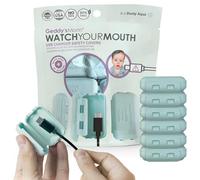 Geddy's Mom - Watch Your Mouth - El galardonado cargador USB para niños - Fabricado en Estados Unidos - Protección para bebés - 6 unidades (Dusty Aqua)