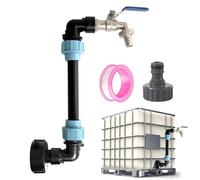 GEDEGOOK Adaptador Depósito IBC, Adaptador con Cuello de Cisne 3/4", Juego de Adaptador IBC S60×6, Grifo de Depósito IBC 1000 litros para Deposito Agua, Barril de Lluvia