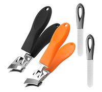 GEDEUBAN 2 cortaúñas inclinado antisalpicaduras con apertura de mandíbula ancha con lima de uñas, cortaúñas oblicuas en ángulo para uñas encarnadas