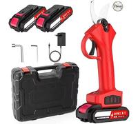 GeDi Tijeras de podar eléctricas reales de 21 V - Tijeras de podar a batería con 2 baterías de litio de 2 Ah, corte de 25 mm, maletín incluido, motor potente sin escobillas, para jardín y huerto