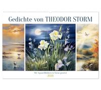 Gedichte von Theodor Storm (Wandkalender 2026 DIN A2 quer), CALVENDO Monatskalender: Aquarellbilder setzen die Gedichte in Szene