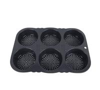 GEDMRT 6 Cavity Hamburger Bun Baking Forms | Foldable & Reusable Silicone Baking Form - 40°F to 446°F | Ideal for Gluten Friendly/Wholesome/Plant - Based Buns