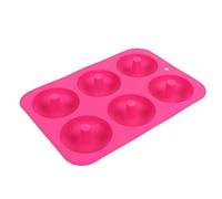 GEDMRT 6 - Cavity Silicone Donut Form | Non - Stick Baking Pan for Oven/Microwave/Freezer | Food - Grade Donut Maker for Cake, Chocolate & Desserts | BPA - Free, Simple to Maintain (Rose Red)