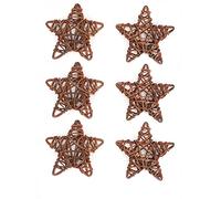 GEDMRT 6 Pack Rattan Star Wreaths | DIY Craft Decorations for Wedding/Christmas/Home | Handmade Sustainable Ornaments for Party & Holiday Decor (Color café)
