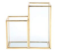 GEDMRT Glass Planter for Succulents | 3MM Thick Polygonal Column with Brass Bar Welding | Modern Flower Room Box for Home Decor/Office Desk/Plant Display