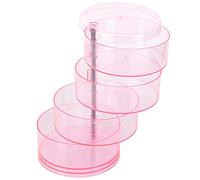 GEDMRT Revolving Jewelry Box Organizer | 5 - Tier Rotating Storage for Earrings/Necklaces/Rings | Pink Multi - Layer Jewelry Sorting Box with Lid to Help Keep Out Particles | Compact