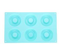 GEDMRT Silicone Donut Pan 6 Cavity | Nonstick Baking Form for Cakes/Biscuits/Chocolate | Heat Tolerant - 60°C to 230°C | Easy Release & Dishwasher Safe (Cyan)