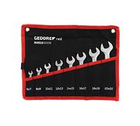 GEDORE red Juego de llaves de doble boca, Set de 8 piezas, Ancho de llave 6-22 mm, Métricas, Cortas, Set de llaves con bolsa enrollable, R05126008