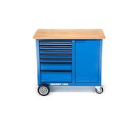 Gedore Banco de trabajo móvil con 7 cajones y encimera de madera, con ruedas y chapa de acero