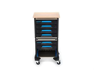 GEDORE Carro de herramientas WorkMo B2, Carro con 6 cajones y encimera de madera, Plástico/aluminio, Vacío, Carro taller 1110 WMW-2