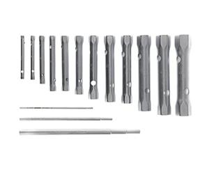 GEDORE Juego de llaves de tubo, Set de 12 piezas, Tubular, Hexagonal, Con 3 pasadores, Herramienta, Acero cromado, KD 26 R-120