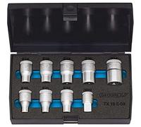 GEDORE Juego de llaves de vaso de 1/2 pulgadas, 9 piezas, exterior Torx E10-E24, TX 19 E-09, plateado