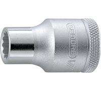 GEDORE Vaso, Llave de vaso, Accionamiento de 1/2'' 12,5 mm, De doce cantos, 10 mm de ancho, Herramienta, D 19 10, Acero cromado