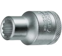 GEDORE Vaso, Llave de vaso, Accionamiento de 1/2'' 12,5 mm, De doce cantos, 9 mm de ancho, Herramienta, D 19 9, Acero cromado