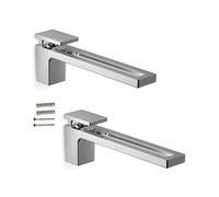 Gedotec 2 soportes para tableros cromados pulidos para estantes de cristal de 8 a 35 mm, para cargas pesadas de metal - 15 kg, soporte para estantes para vidrio y placas de madera, soporte de pared