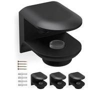 Gedotec 4 Soportes de Ajuste RM03 Negro Mate, Soporte de Suelo de Vidrio para Espesores de Vidrio de 6-11 mm, Abrazadera de Vidrio con Tornillo de Fijación y Soporte de Vidrio, Incluye Material de