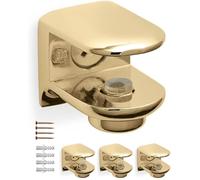 Gedotec 4 soportes para tableros de sujeción RM03 dorados brillantes, soporte de cristal para grosores de cristal de 6 a 11 mm, abrazadera de cristal con tornillo de bloqueo y soporte de cristal